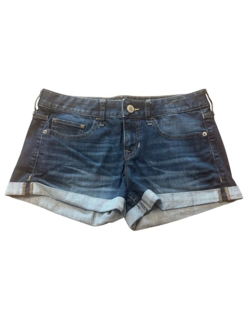 Jean Shorts, Women's Blue Denim, Cuffed, Pockets - Picture 1 of 2